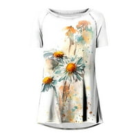 Žene ljetne vrhove Crewneck T košulje Vintage Print Tees Kratki rukav majica Bluza bijela m