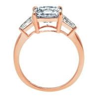 3CT ascher rezan plavi prirodni akvamarinski 18K ružičasti ružičasti zlatni graviranje izjava godišnjica Angažman vjenčanja Trobotna prstena veličine 6,5