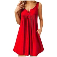 Haljine za žene mini sunčeve haljine bez rukava Ležerne prilike V-izrez Slatka haljina crvena 8xl