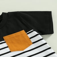 Binpure Toddler Boys Ljetni odjevni setovi Striped kratkih rukava + crne kratke hlače