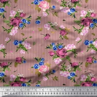 Soimoi ružičasta mahovina Georgette tkanina pruga, ciklama i ruža cvjetna tiskana tkanina od dvorišta široko