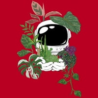 Postrojenje ljubav astronaut muški crveni heather grafički tee - dizajn ljudi m