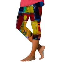 Žene obrezane hlače Ljetne joge hlače Ravne tanke noge elastične visoke struk gamaše grafički otisci