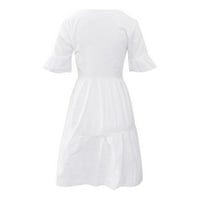 Ženska haljina za bebe do vrata s kratkim rukavima s kratkim rukavima A-line Flowy mini haljina za plažu Ljeto Print Pocket haljina