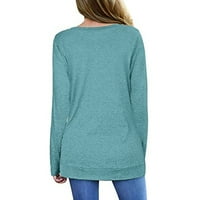 Majice za žene Trendy dugih rukava labav gumb obloga bluza patchwork V-izrez Tunic pulover vrhovi ženske majice