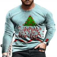 Niuer Mens T majica Crew Crt Majica Dugi rukavi Tors Comfy bluza Ispirana osnovna tee sretna nova godina