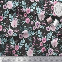 Soimoi crna pamučna kambrična tkanička tkanina anemone i ružičasta cvjetna cvjetna tkanina od dvorišta