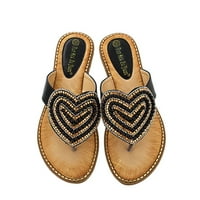 Leey-World Ženske cipele za ženske sandale sa remenom za gležnjeve s rhinestone s elastičnim gležnjače