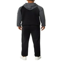 Amiliee muške fitness sportske hlače postavljene kontrastne boje patchwork nacrtajući džemper sa kapuljačom pantalone
