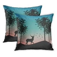 Zelena apstraktna prekrasna pejzažna jelena Aljaska životinjska jastučna kašika za jastuk set 2