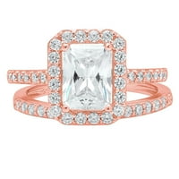 2. CT smaragdni rez originalni kultivirani dijamant Si1-si J-K 18K Rose Gold Halo Angagement Wedding Bridal Set Dizajnerski prsten BW set W Crystal Boide Stones veličine 7