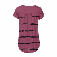 Ženske bluze Henley Striped bluza slatke ženske plus ljetne majice kratkih rukava vrhovi ružičaste 5xl