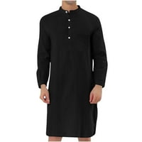 Zunfeo haljine za muškarce Casual Labavi muslimanski arapski dubai ogrtački košulja s dugim rukavima Comfy bluza - crna veličina m