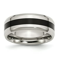 Čvrsti nehrđajući čelik, crna emajlana emajla, vjenčani prsten za vjenčane rubne prstene 9