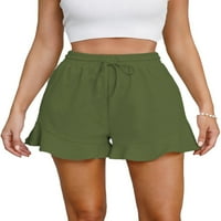 Nizine žene Mini pantne vunene elastične struke kratke vruće hlače Bermuda ljetne kratke hlače Havaii dno vojske visokog struka zelenog XL