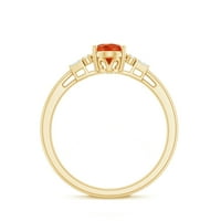 0. CT ovalni rezan vatre Opal Klasični zaručni prsten sa moissine, 14k žuto zlato, SAD 6,50