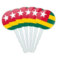Togo Nacionalna državna zastava zastava Cupcake Picks Toppers - Set od 6