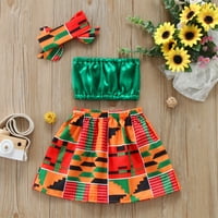 Dječja djevojka odjeća Snoarin Toddler Kids Ljetna odjeća Afrički boho stil tiskani prsluk vrpce suknje odjeće postavljaju školu ljetne djevojke haljine na klirensu