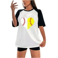 Vrhovi za žene Ležerne ljeto Izbriši udoban modni trend cvjetni bejzbol srčani grafički vitak fit crew