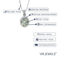 1. CTTW privjesak ogrlica, zelena ogrlica od ovalne privjeske za žene u. Sterling srebro sa rodom, lancem,