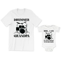 Muška majica bubnjara GLADPA Muzička grafika Tee Shh Igram bubnjeve sa djedom Dječja dječja dječja majica