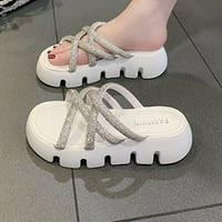 Aoujea Ljetne sandale za žene Flip-Flop platforme papuče svijetle bušilice Cross Cipele White za zabavu za odmor od sjajnih poklona za djevojke za uštedu troškova