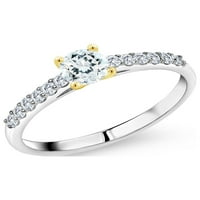 Gem Stone King Srebrna i 10k Žuti zlatni laboratorij uzgajao je dijamantni ženski zaručni prsten sa