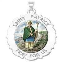 Saint Patrick Religijska medalja skelopirana ovalna boja - u srebru sterlinga