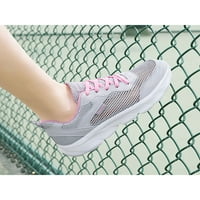 Gomelly Womenske tenisice Mesh Stanovi čipke Atletska obuća Prozračna šetnja cipela Žene dame sportske tenisice sivo ružičasto 5.5