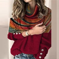 Ženska casual moda Color Color Tisak Visoko vrat Pleteni džemper vrhovi Hot8SL4870375