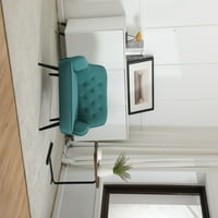 Tapacirana posteljina akcent stolica, modernu fotelju Jednostruka kauč na kauč na razvlačenje sa crnim metalnim nogama, savremena stolica za čitanje u sredini stoljeća za dnevni boravak, spavaću sobu, kancelariju, zelenu