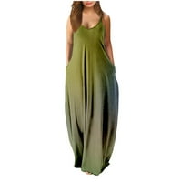 Haljine za ženske duge halter bez rukava otisnuto ljeto lagane datum ženske bezbednog zelenog XXL