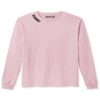 Daxton Premium Vermont Muškarci dugih rukava majica ultra mekani srednje težine pamuk, svijetlo ružičasta crna slova 2xl