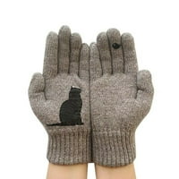 Rukavice za mačke i ptice Zimske vanjske tople rukavice dame pletene rukavice sive