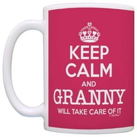 Day Yeavice Granny Majčin dan Držite mirnoj baki će se pobrinuti za to smiješnu šalicu za kavu Pink