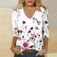 Ženska majica s kliznim rukavima s kratkim rukavima Casual Fashion tiskani bluza vrhovi Stretch Soft