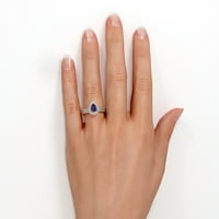 Pave Dual Halo 1. Carat Teardrop laboratorija stvorila je aleksandrit i moissanit victorian stil mladenkine prsten u 18K ružičastog zlata prekrivanje srebra