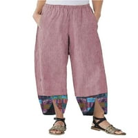 Ženske pantalone sa labavim plusom Hippie Boho joga casual džepove Hlače tiskane dno