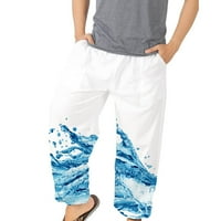 Lilgiuy Men'sBloomers Labavi elastična plaža Atlezure Ispisane pantalone Zimska moda