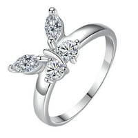Yubnlvae prstenovi modni ženski leptir cirkonijski dijamantni prsten za angažman vjenčani prsten srebro 9