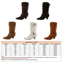 Glookwis Women-Calf Boot povlačenje zimskih cipela okrugle prste blok pete žene ženske slučajne modne