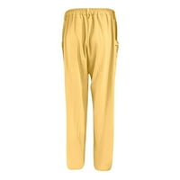 Jsaierl Plus size pamučne posteljine za žene Ljeto HIGH-SQUAT PANT CALESTSERING ravne pantalone Lagane salonske hlače