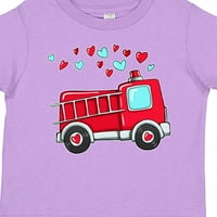 Inktastični valentinski vatrogasno vozilo sa srcima Poklon majica malih dečaka ili majica Toddler
