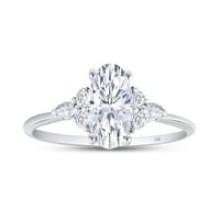 CT centar 8x ovalna laboratorija za rezanje, markiza i okrugla CUT Created Moissine Diamond Solitaire zaručni prsten za žene u 10k čvrsto bijelo zlato -8.5