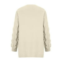 Olyvenn Žene Cardigan Latern rukav pletenje džemper Plus veličina labava Ležerna ženska modna gornja boja Srednja i dugotrajna travsice Dugi rukavi bijeli s