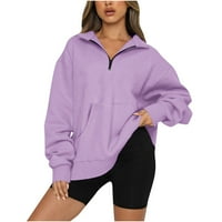 Trendy Zip ovratni pulover plus veličine vrhova ženske padavine dugih rukava s dugim rukavima, dukseri