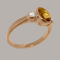 Britanska napravljena 14k ružičasto zlato prirodni citrinski i kubni cirkonijski ženski prsten - Opcije
