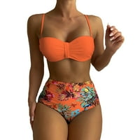 Yueulianxi Womens bikini setovi visokog struka dva kupaća kostim cvjetni print halter kupaći kostimi