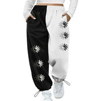 Seyurigaoka ženske ležerne dukseve jedinstveni tisak visokog struka Fitness Jogging hlače sa džepom