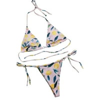 Dva Halter izrez Strappy kupaći kostimi ženski seksi Split trokut bikini set kupaćim odijelima